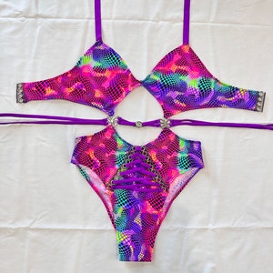 Fall in Love Metal Heart Tie String Bralette Bikini Set - Purple – Trendy &  Unique