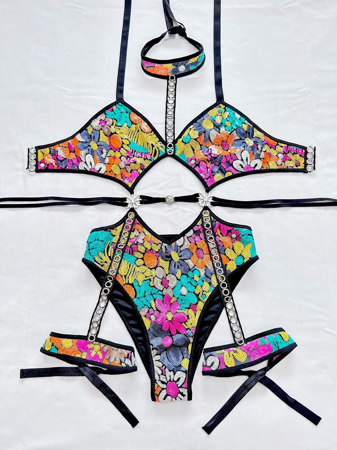 Daisy Bodysuit, Festival Outfit, Rave Outfit, High Quality Sequin