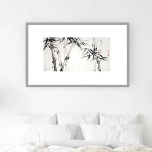 Sumi-e Bamboo — Original Ink Painting On Rice Paper, traditional Japanese art, Zen painting in black and white