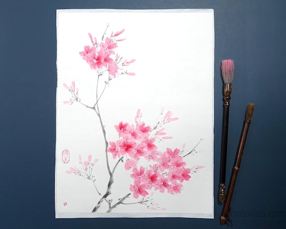 桜の花 水墨画 掛軸2本セット 掛け軸 掛軸 桜の絵画 水墨画 日本画 龍塘櫻花｜Yahoo!フリマ（旧