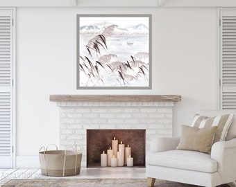Lake and Hills Landscape — Original Sumi-e Painting Lake and Hills Landscape — Original Sumi-e Painting