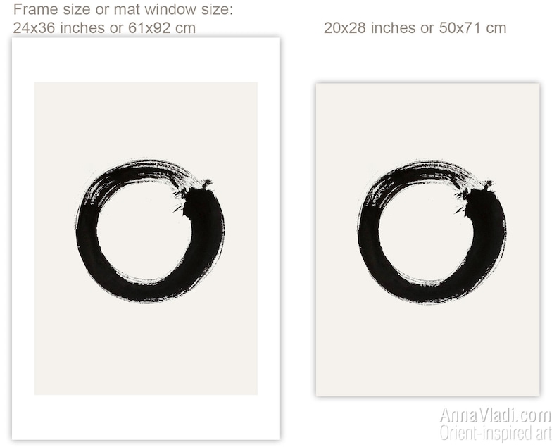 May include: A black ink brushstroke circle on a white background. The circle is incomplete, with a break in the line. The image is available in two sizes: 24x36 inches or 20x28 inches.