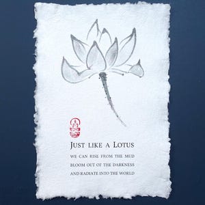 Loto Sacro — stampa su carta fatta a mano, poster motivazionale, regalo buddista, arte asiatica