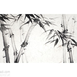 Sumi-e Bamboo — Original Ink Painting On Rice Paper, traditional Japanese art, Zen painting in black and white