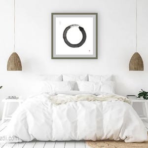 Enso Circle — large original calligraphy, Japanese Zen art in ink on rice paper, feng shui meditation abstract Zenga Japandi painting