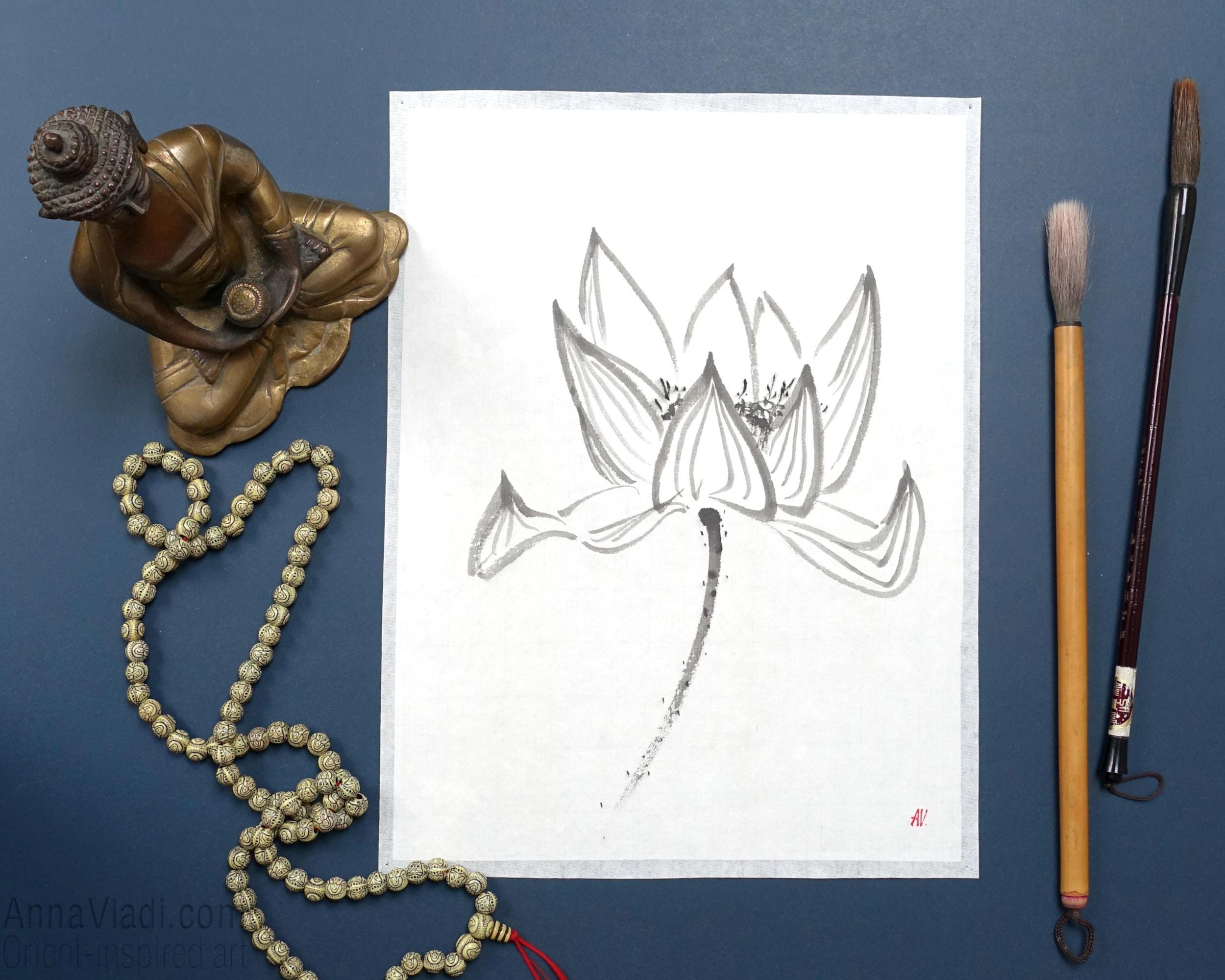 Hmayart Kupfer-Siegelstempel YZ068 – Vorgeschnitten Für Sumie-Malerei & Kalligraphie, Buddha Lotus Motiv