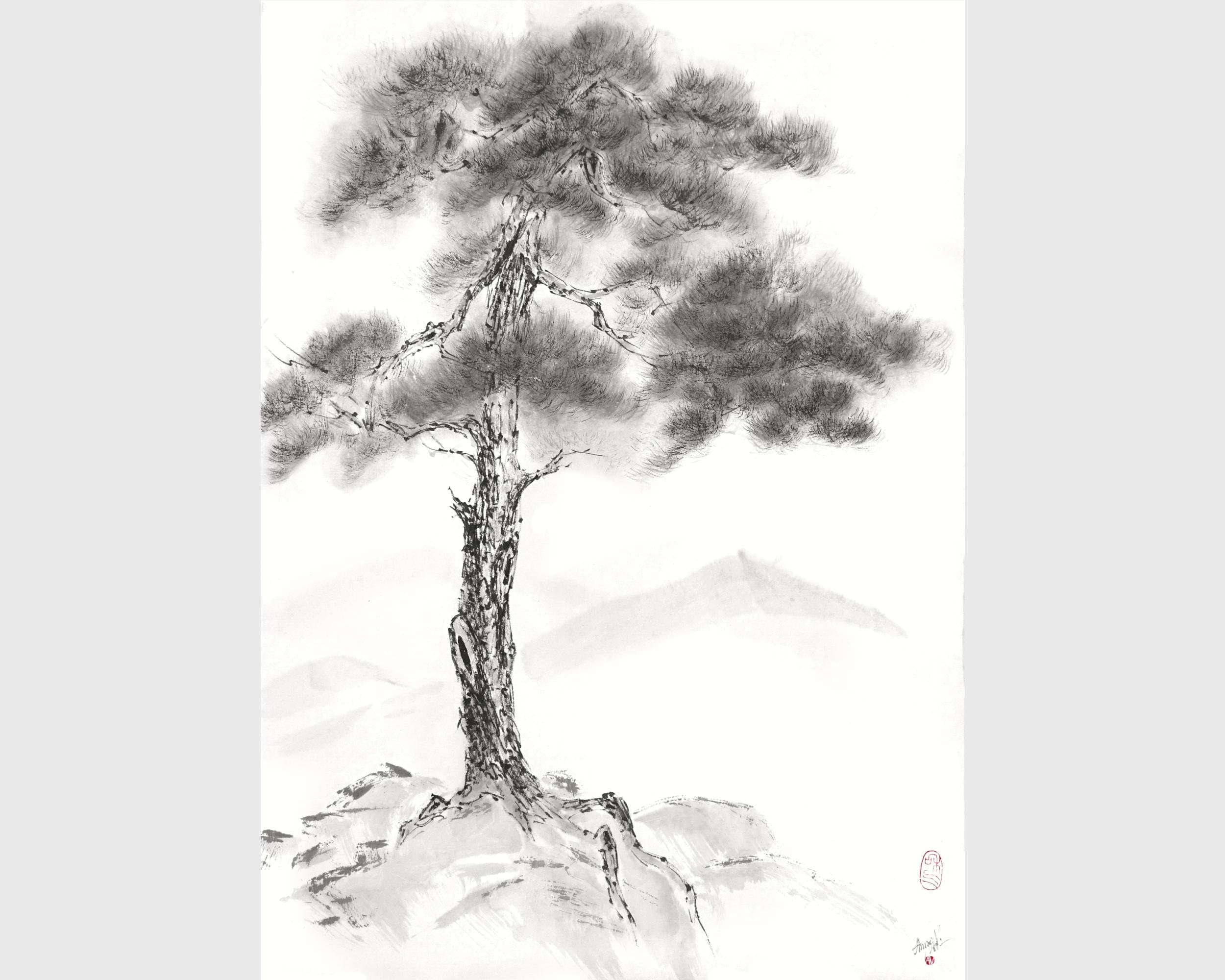 墨絵　Sumi-e a painting in black ＆white Sumi-e: All You Need to Know About Japanese Ink Painting