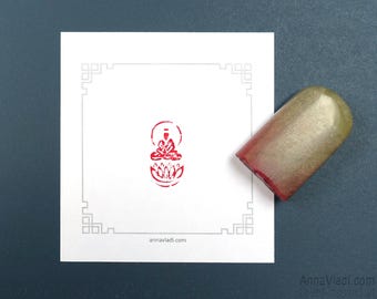 Buddha On Lotus Throne — hand carved Oriental stone seal (chop stamp, known in Japan as Inkan or Hanko)