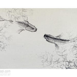竹 — 日本の四季紙に描かれた墨絵オリジナル水墨画、禅アート