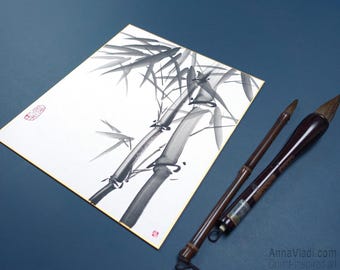 水墨画 竹の絵 落款あり Sumi-e: How to Paint Bamboo in Sumi-e by Tohun Kobayashi