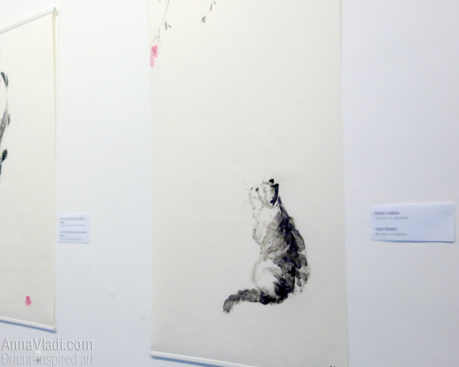 桜の下の猫 — 和紙に描いたオリジナル墨絵 - Etsy 日本