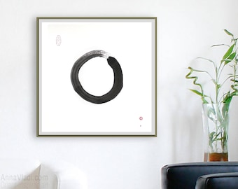 Enso Circle: original ink painting, Japanese ink on Rice Paper (24x24 inches)