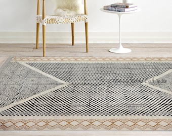 large 6x9 feet rug, handmade rug, indian rug, block print rug, Kilim rug, area rug, solid rug, Woven rug, carpet, runner, floor rug, cotton