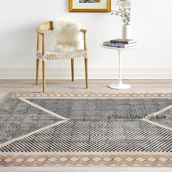 4x6 ft rug, handmade rug , indian rug, block printed rug, large rug, area rug, solid rug, beautiful rug, carpet, runner, floor rug, cotton