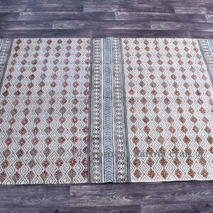 large 5x8ft rug, handmade rug, indian rug, block printed rug, Kilim rug, area rug, solid rug, Woven rug, carpet, runner, floor rug, cotton image 3