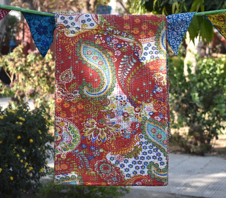 boho sari blanket bed spreade queen size blanket throws Indian handmade kantha quilt kantha blanket bed sheets rustic