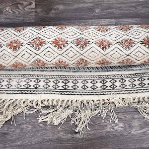 3x5 feet Handmade Block printed Indian Rug / Carpet / Kilim / Floor Rug / Handmade Rug / Indian Dhurrie rug / Cotton Rug / Area Rug