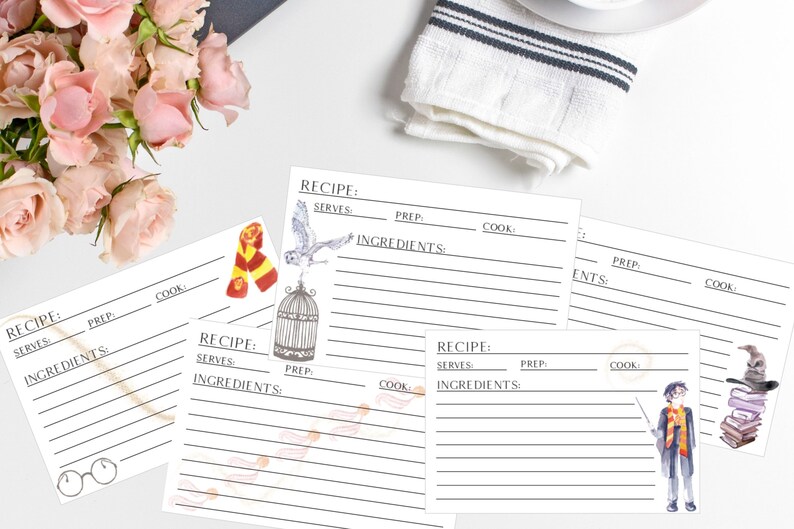 Harry Potter Recipe Card Set Set of 5 Large 4x6 Double Etsy