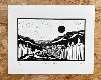 Glenariff Linocut Print | Glens of Antrim | Northern Ireland Art | Nine Glens Art