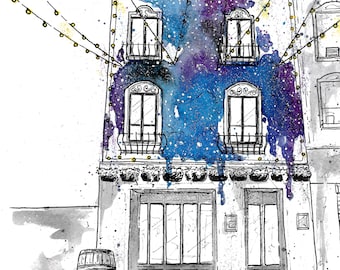 The Spaniard Pen & Watercolour Print | Belfast Pubs | Northern Ireland Art | Nine Glens Art