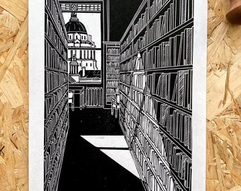 Linen Hall Library Belfast Linocut Print | Irish lino Relief Print | Northern Ireland | Nine Glens Art
