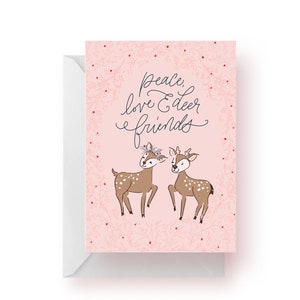 Pretty Christmas Note Cards - Christmas Greeting Cards - Deer Christmas Cards  - Blank Holiday Cards