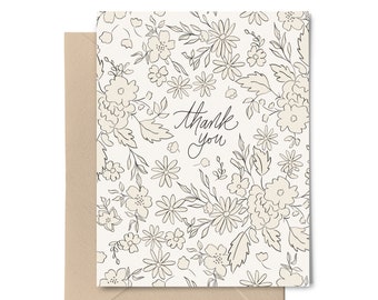 Thank You Card | Gratitude Greeting Card | Pretty Floral Card | Blank Note Card