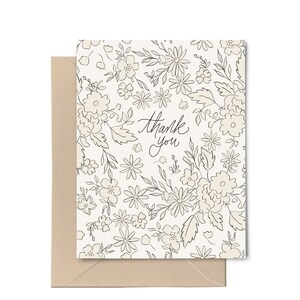 Carte de remerciement | Carte de voeux de gratitude | Jolie carte florale | Carte de correspondance vierge