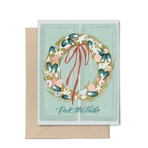 DECK THE HALLS Carte de Noël | Carte de voeux côtière de Noël | Carte de correspondance vierge | Vœux de Noël à la plage | Carte de Noël bord de mer