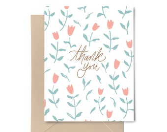 Thank You Note Card | Thanks Greeting Card | Happy Blank Note Card | Gratitude Card | Thank you Card Set | Floral Blank Thank You Card