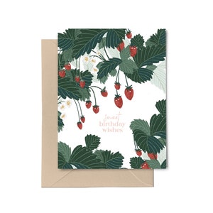 Doux voeux d'anniversaire | Carte de vœux d’anniversaire aux fraises | Carte d’anniversaire Berry | Carte de note vierge