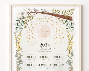 Lunar Calendar 2024 - Moon Phases - 2024 Moon Phases Calendar- Manifesting Moon Cycle