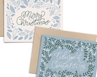 Comfort & Joy Christmas Card | Christmas Greeting Cards | Blank Note Cards Set | Holiday Card |