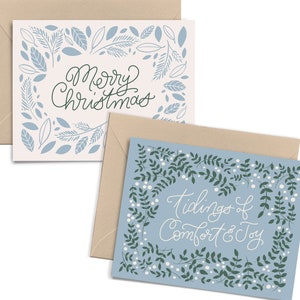 Carte de Noël Confort et Joie | Cartes de vœux de Noël | Ensemble de cartes de notes vierges | Carte de vacances |
