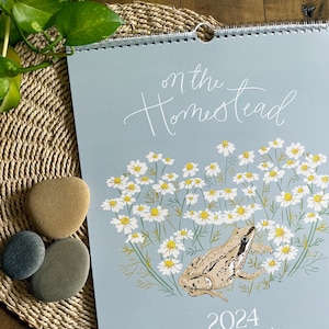 2024 Homestead Wall Calendar | 2024 12-month hanging wall calendar | Art Calendar - Nature inspired illustration Art Calendar