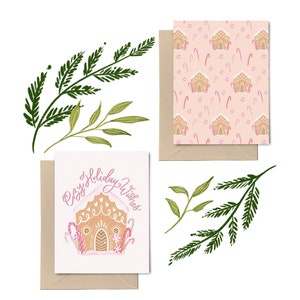 Carte de Noël de pain d'épice | Cartes de voeux de Noël | Ensemble de cartes de correspondance vierges | Carte de vacances | Ensemble de cartes de Noël | Joyeux Noel