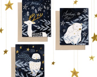 Christmas Card | Polar Bear Christmas Greeting Cards | Blank Note Cards Set | Holiday Card | Christmas Card Set | Happy Christmas
