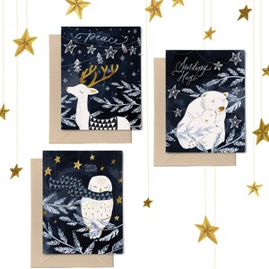 Carte de Noël | Cartes de voeux de Noël ours polaire | Jeu de cartes de correspondance vierges | Carte Pour Les Fêtes | Jeu de cartes de Noël | Joyeux Noël