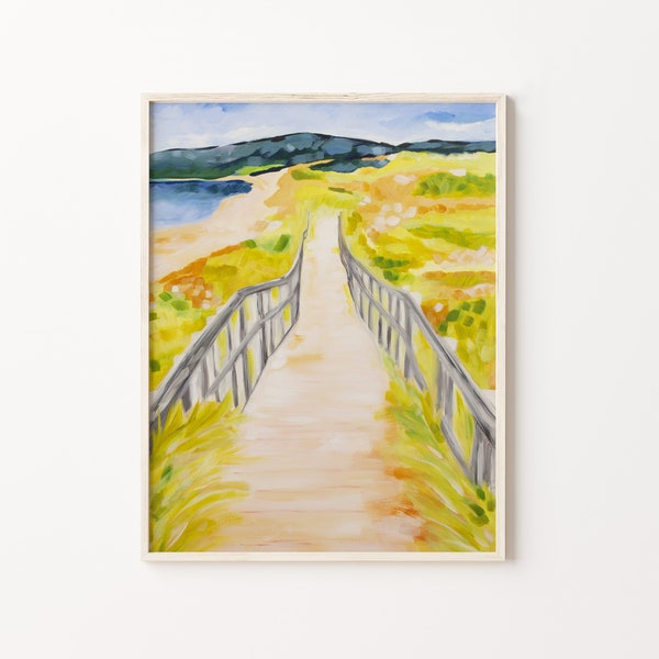 Inverness Beach Boardwalk Vertical Art Print