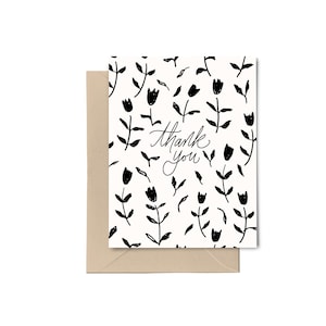 Carte de remerciement | Merci carte de vœux | Carte de correspondance vierge heureuse | Carte de remerciement | Ensemble de cartes de remerciement | Noir et blanc