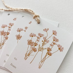 Wild Flowers Gift Tag Set, Holiday New Year Gift Tag, Pretty Gift Tag Set with Twine, Christmas Gift Tag Set