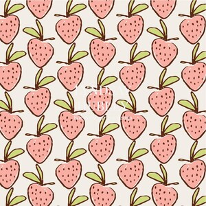 STRAWBERRY PATCH un patrón de fresa dibujado a mano - mosaico de repetición sin costuras - 12 x 12 pulgadas, formato png de 300 DPI de alta calidad y sin costuras