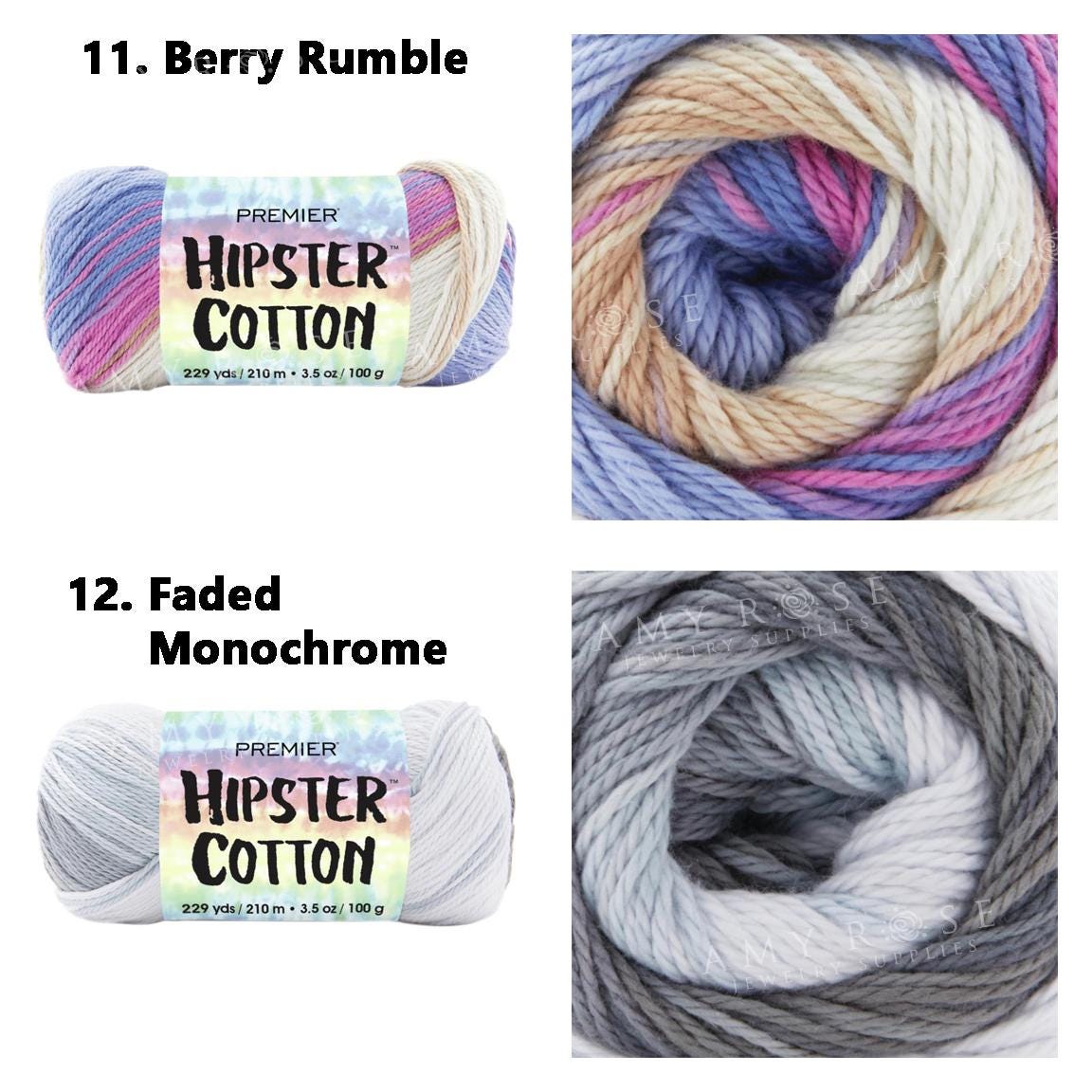 Hilo De Algodón Premier Yarns Hipster - Color Berry Rumble, Rayas Atrevidas, Peso DK - Para Tejer O Crochet
