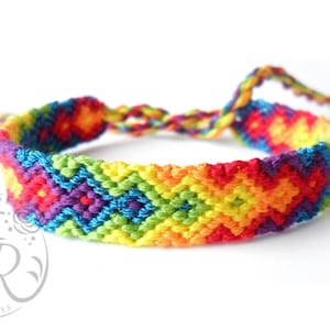 Rainbow Glittery Friendship Bracelet, Arrow Pattern - Tie Bracelet or Adjustable Knot