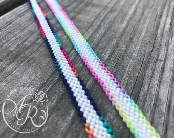 Bordered Rainbow Color Changing (Variegated) Friendship Bracelet - Choose Bright or Dark