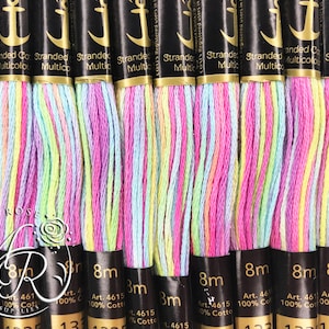 SINGLE - Anchor Bright Pastel Rainbow 1335 - Variegated Multicolor Embroidery Floss