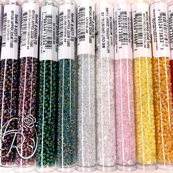 8/0 Glossy AB Seed Beads - Japanese Miyuki Glass - 22 Gram Tube - Choose Your Color Finish