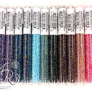 8/0 Lined Glossy AB Seed Beads - Japanese Miyuki Glass - 22 Gram Tube - Choose Your Color Finish