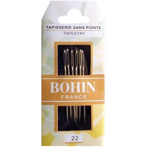 Bohin Tapestry Needles 22, 24, 26 or 28 Pack of 6 - blunt point from France for embroidery cross stitch