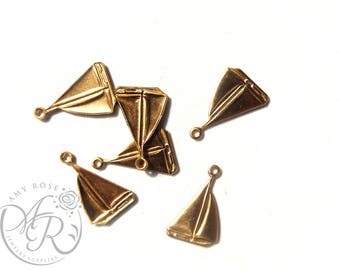 Raw Brass Sailboat Charm, 6 pcs, 11x16mm